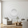 Beyaz Dairesel Dalga Desen Geometrik Minimalist Optik İllüzyon Duvar Kağıdı