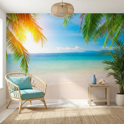 Altın Saat Işıltısında Hawaii Sahili ve Tropikal Cennet Plajı Duvar Kağıdı