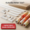 Çıtalı duvar kağıdı seti kutu içeriği: polimer çıtalar ve numaralı duvar kağıdı panelleri – DEKORSANAT