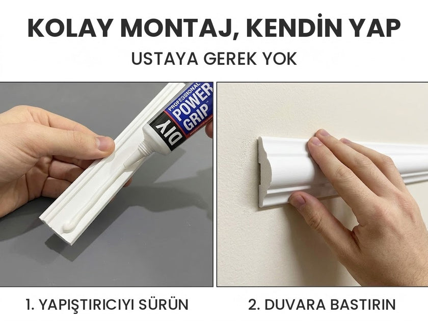Duvar çıtası kolay montaj: yapıştırıcıyı sürün, duvara bastırın – DEKORSANAT